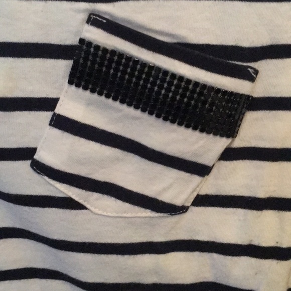 LOFT Navy and White Stripe Shirt - Picture 2 of 2